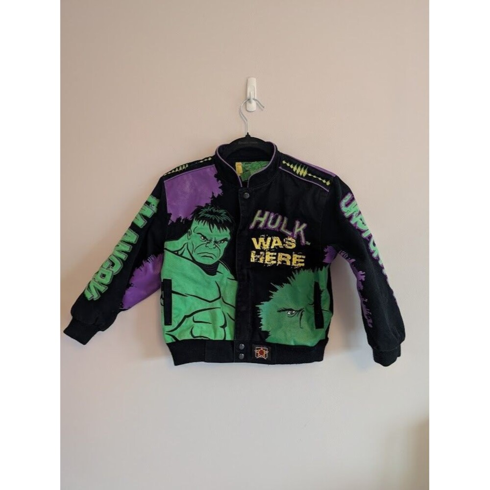Vtg Y2K JH Design Marvel Hulk Racing Button Jacket Small 5/6